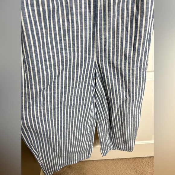 Rachel Rachel Roy Womens Wide-Leg Striped Jumpsuit Navy Linen Blend 0 - Picture 4 of 9